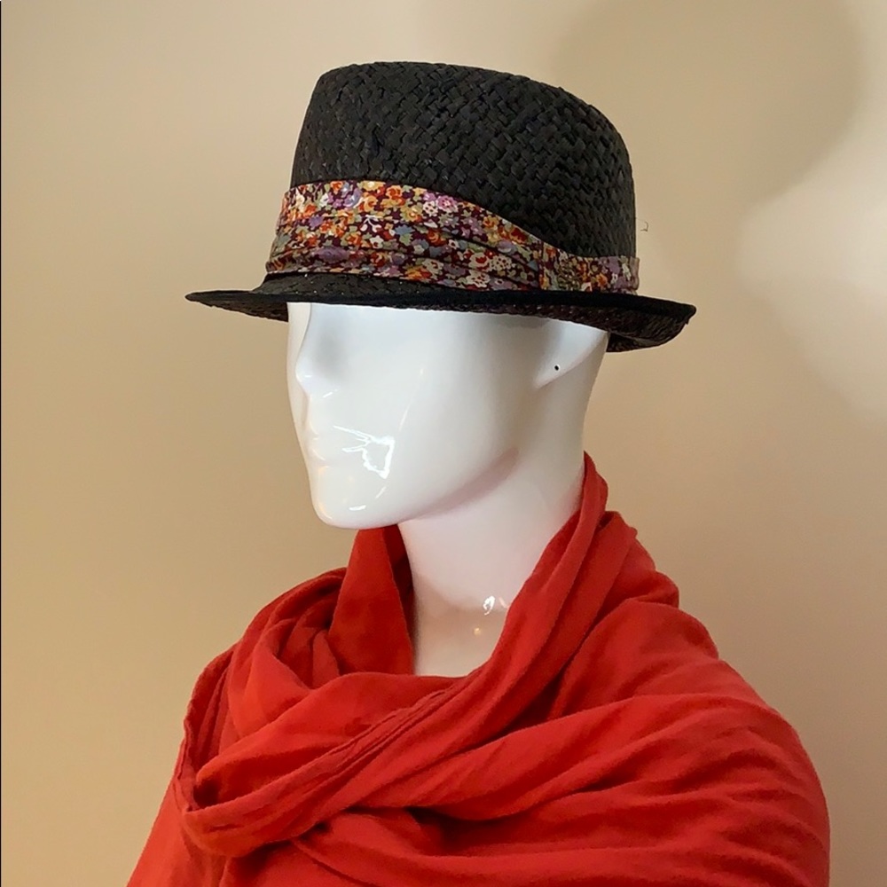 Grace Hats black straw hat with floral trim